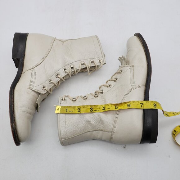 Justin Kiltie Roper Boots Women’s Size 6 B Pearl White Made in USA - Picture 6 of 11